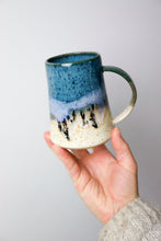 Load image into Gallery viewer, Tapered Mug Teal &amp; Cream
