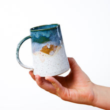 Load image into Gallery viewer, Tapered Mug Teal &amp; White

