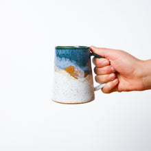 Load image into Gallery viewer, Tapered Mug Teal &amp; White

