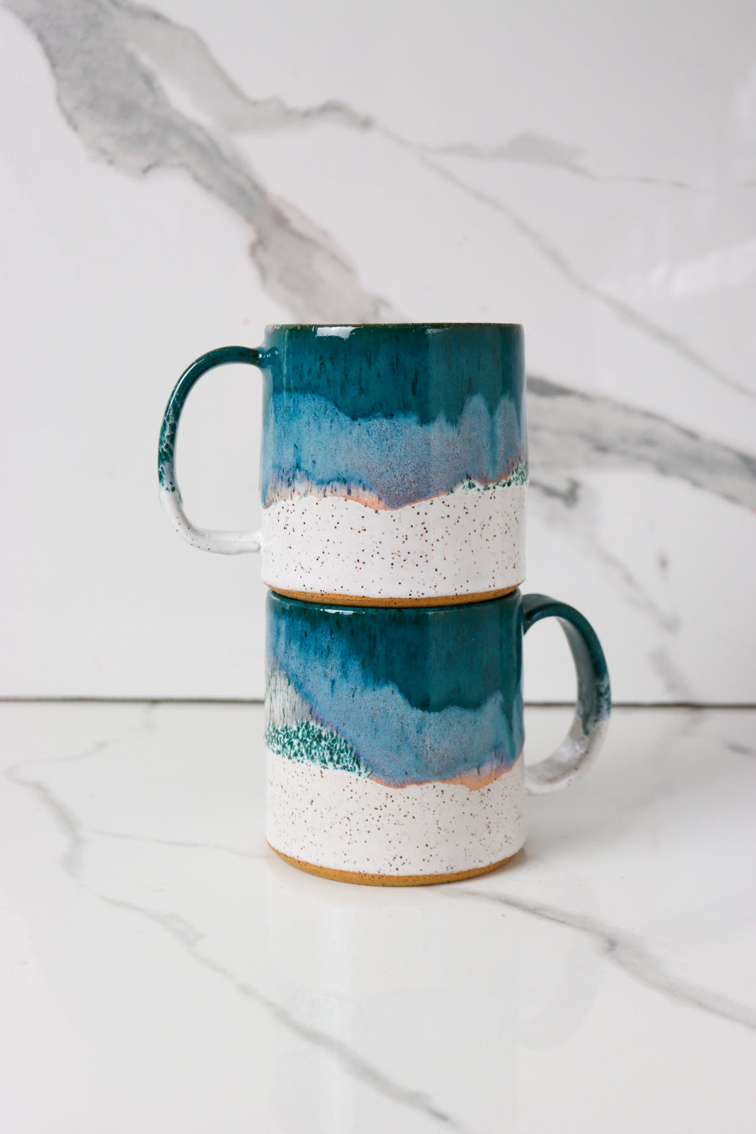 Straight Mug in Teal & White