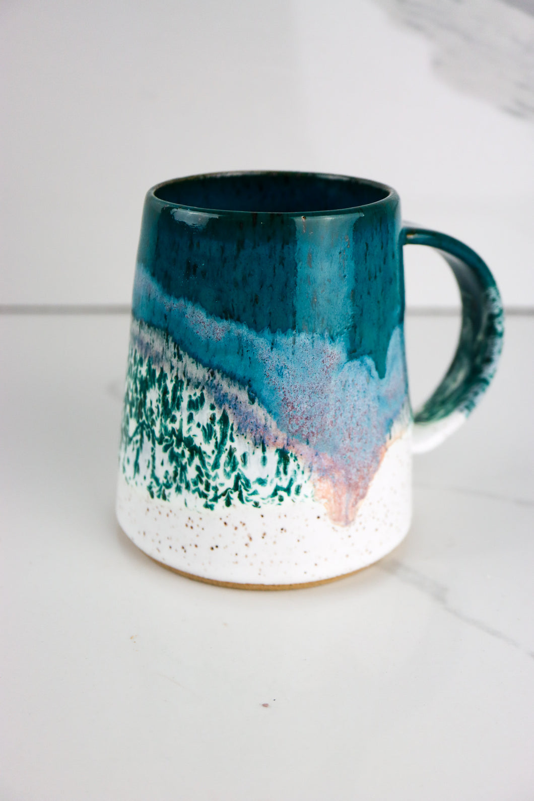 Tapered Mug Teal & White