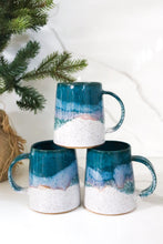 Load image into Gallery viewer, Tapered Mug Teal &amp; White
