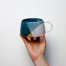 Load image into Gallery viewer, Wide Mug in White &amp; Teal
